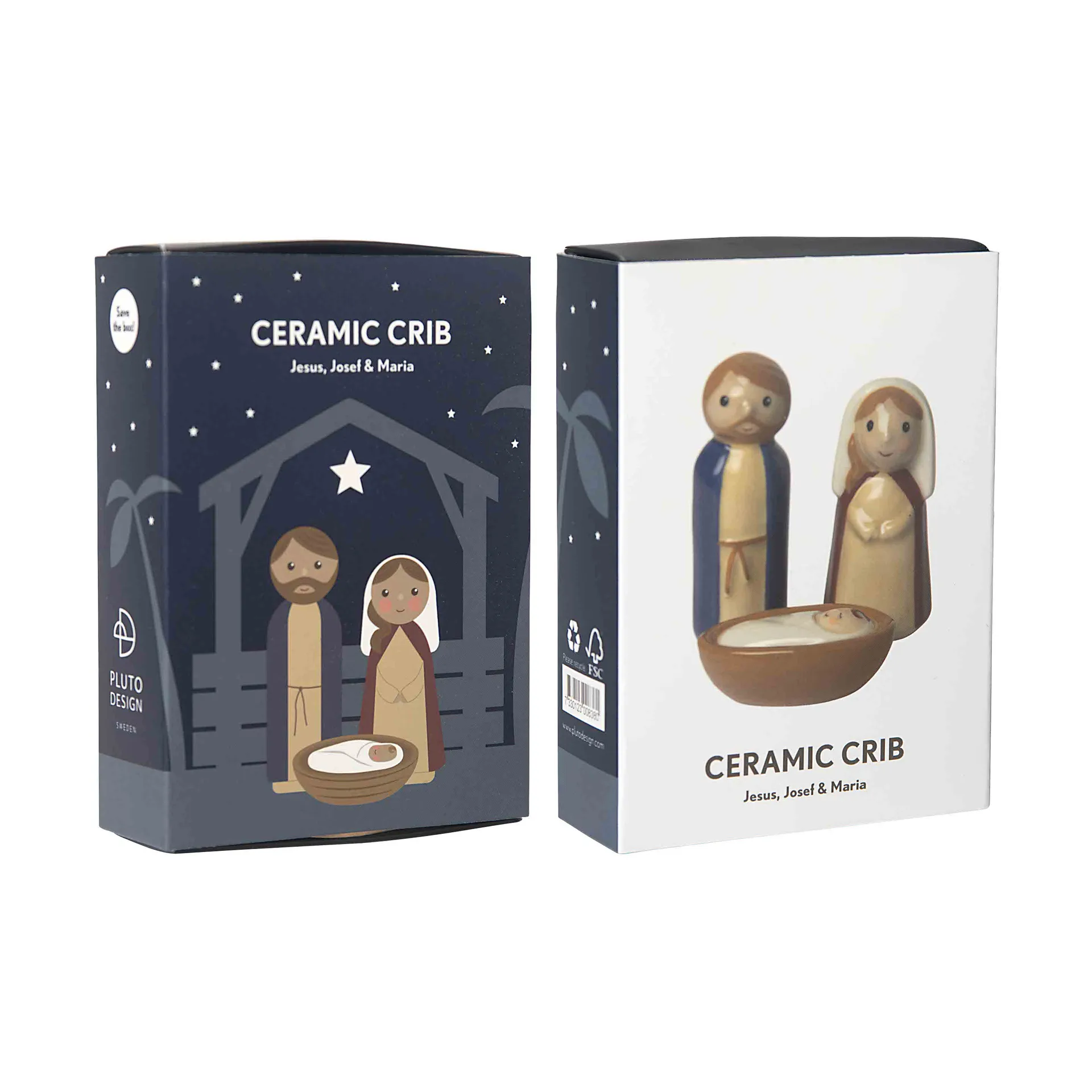 Crib family keramikkrukke 3 dele, Jesus, Josef og Maria Pluto Design