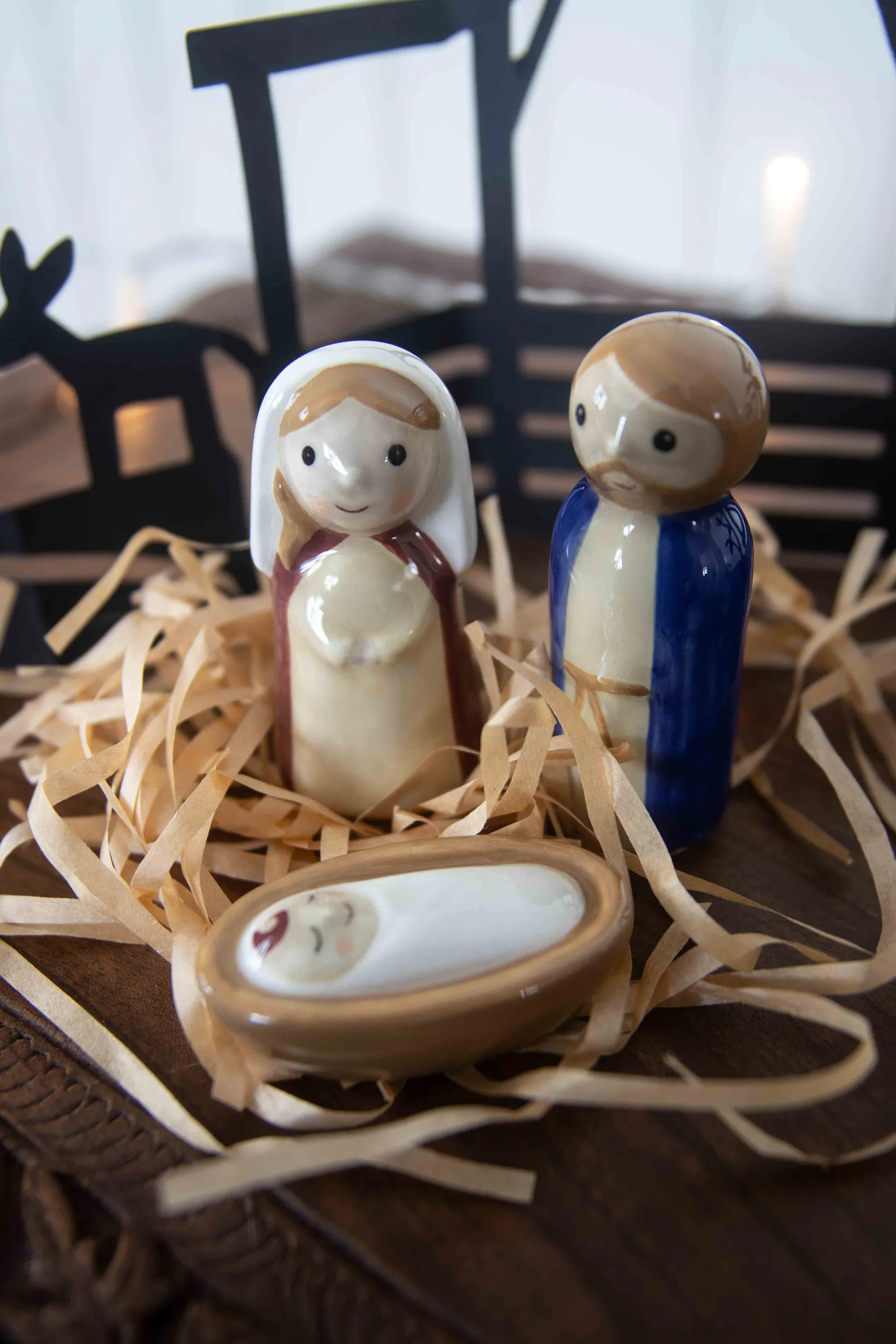 Crib family keramikkrukke 3 dele, Jesus, Josef og Maria Pluto Design