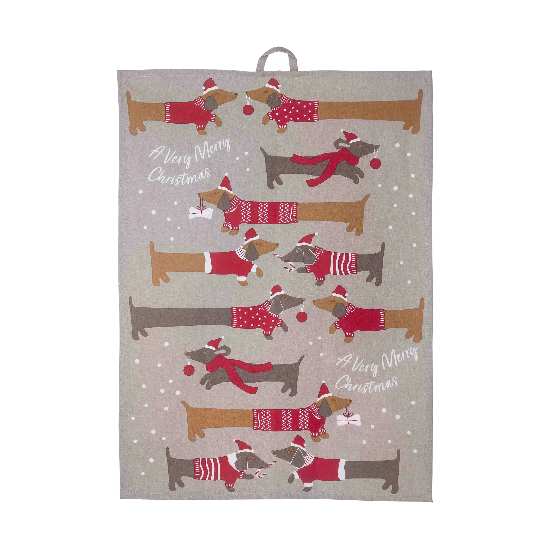 Jolly dogs viskestykke 50x70 cm, Rød-grå Pluto Design