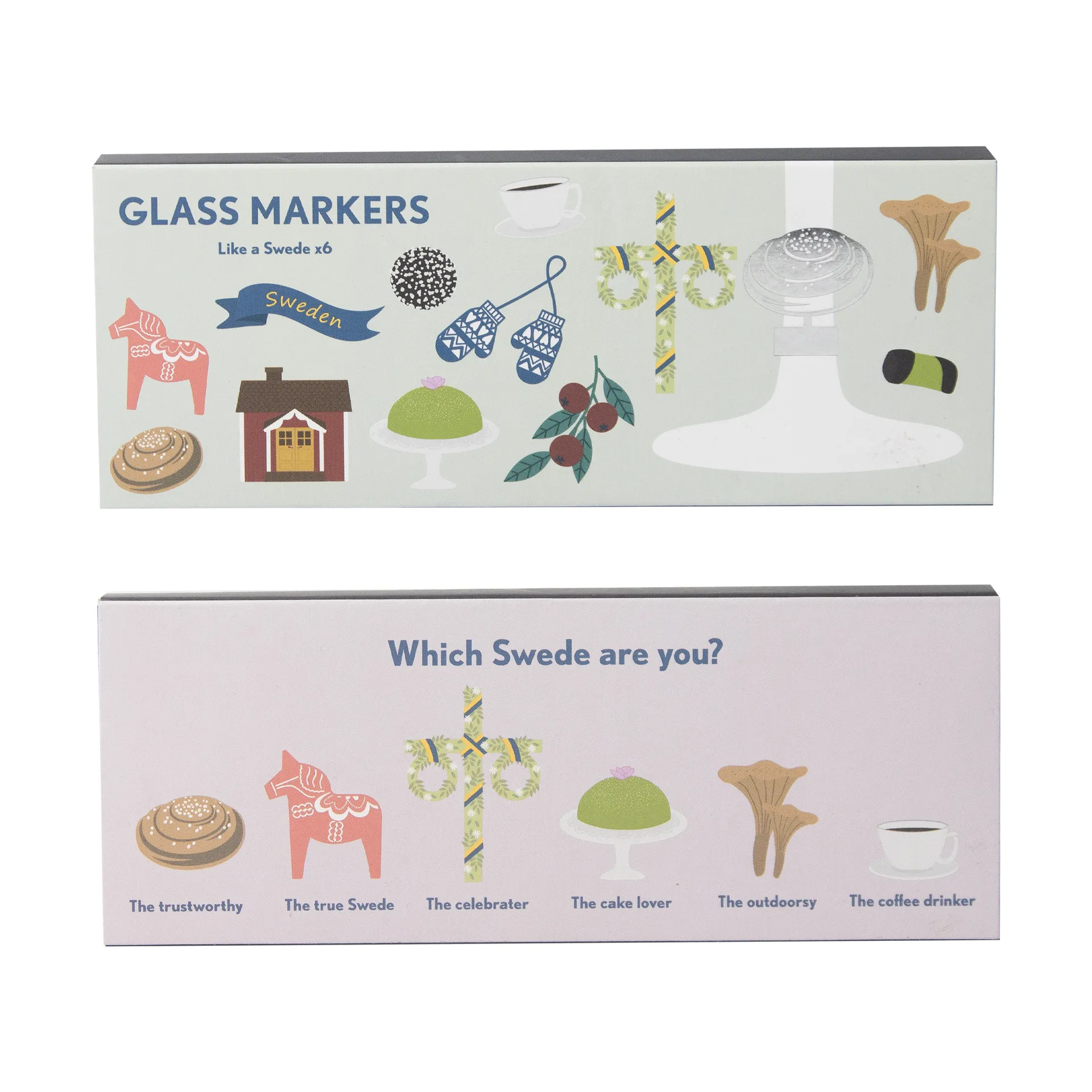 Like a swede glasmarkør 6 dele, Sølv-metal Pluto Design