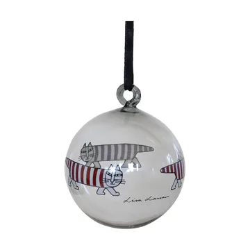 Lisa Larson Mikey julekugle - Silver-red-white - Pluto Design