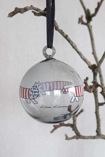 Lisa Larson Mikey julekugle - Silver-red-white - Pluto Design