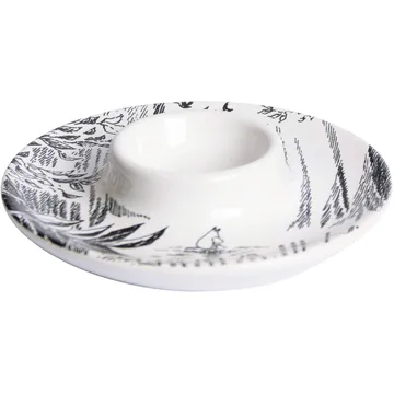 Mumi æggebæger med underkop - Sort/Hvid - Pluto Design