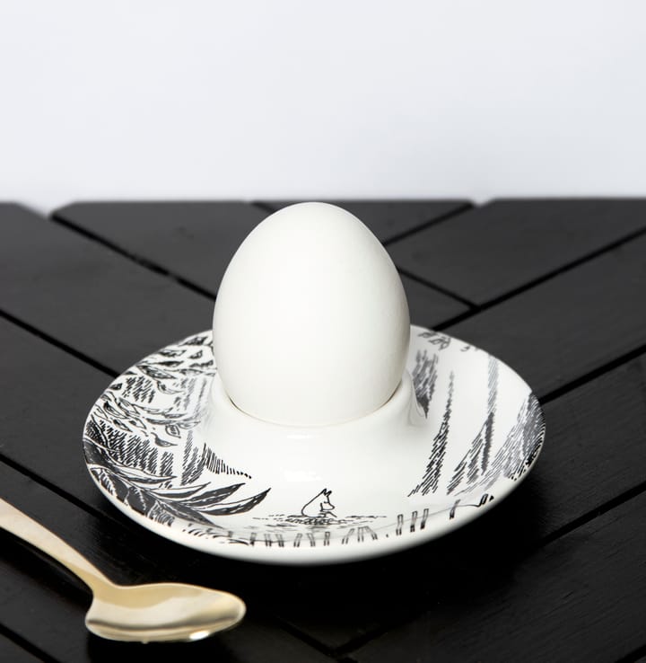 Mumi æggebæger med underkop, Sort/Hvid Pluto Design
