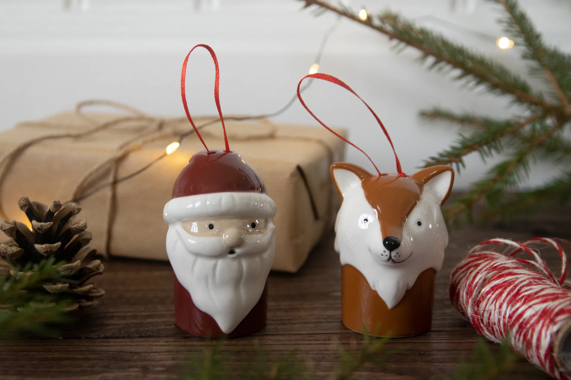 Ræv juletræspynt, Hvid/Brun Pluto Design