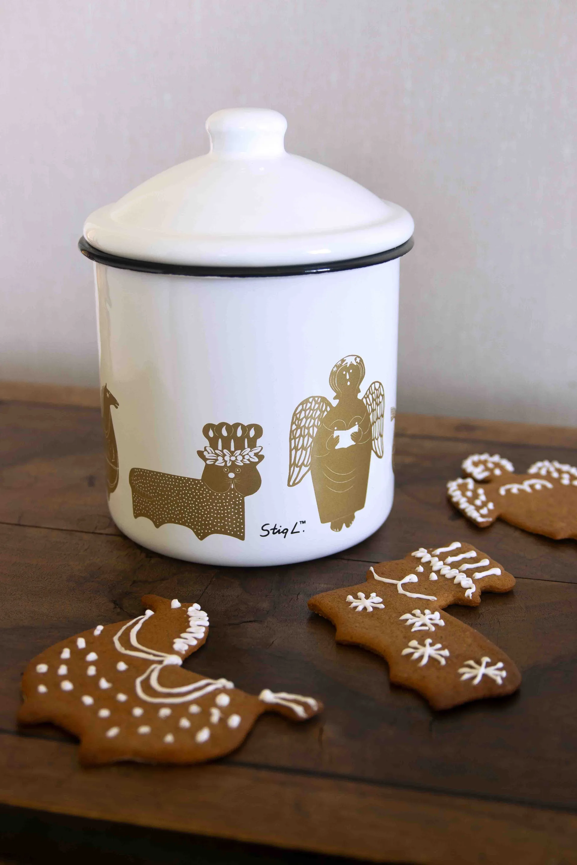 Stig L Gingerbread dåse, Hvid-guld Pluto Design