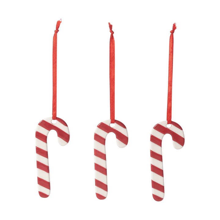 Sukkerstok juletræspynt 3-pak - Hvid/Rød - Pluto Design