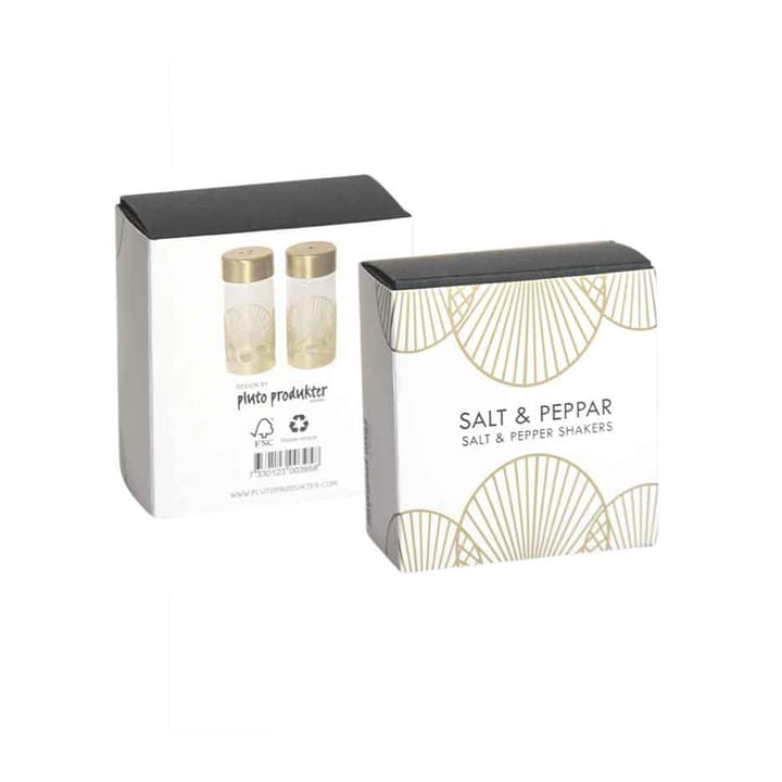 Sun salt- og peberbøsse, Guld/Glas Pluto Design