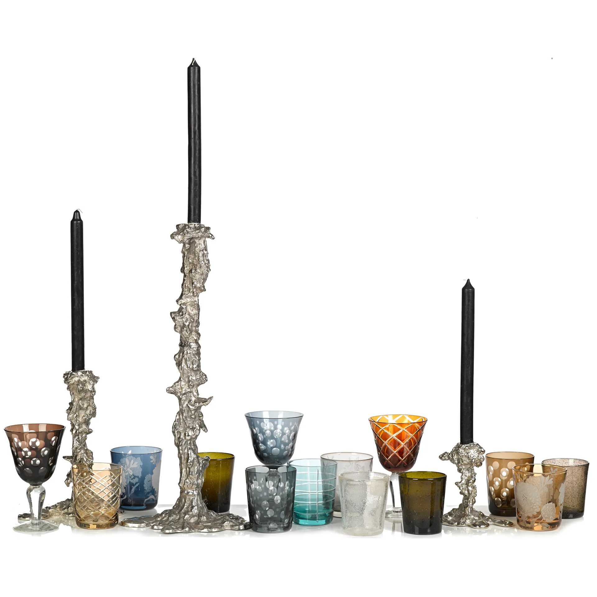 Drip lysestage L 25 cm, Sølv POLSPOTTEN