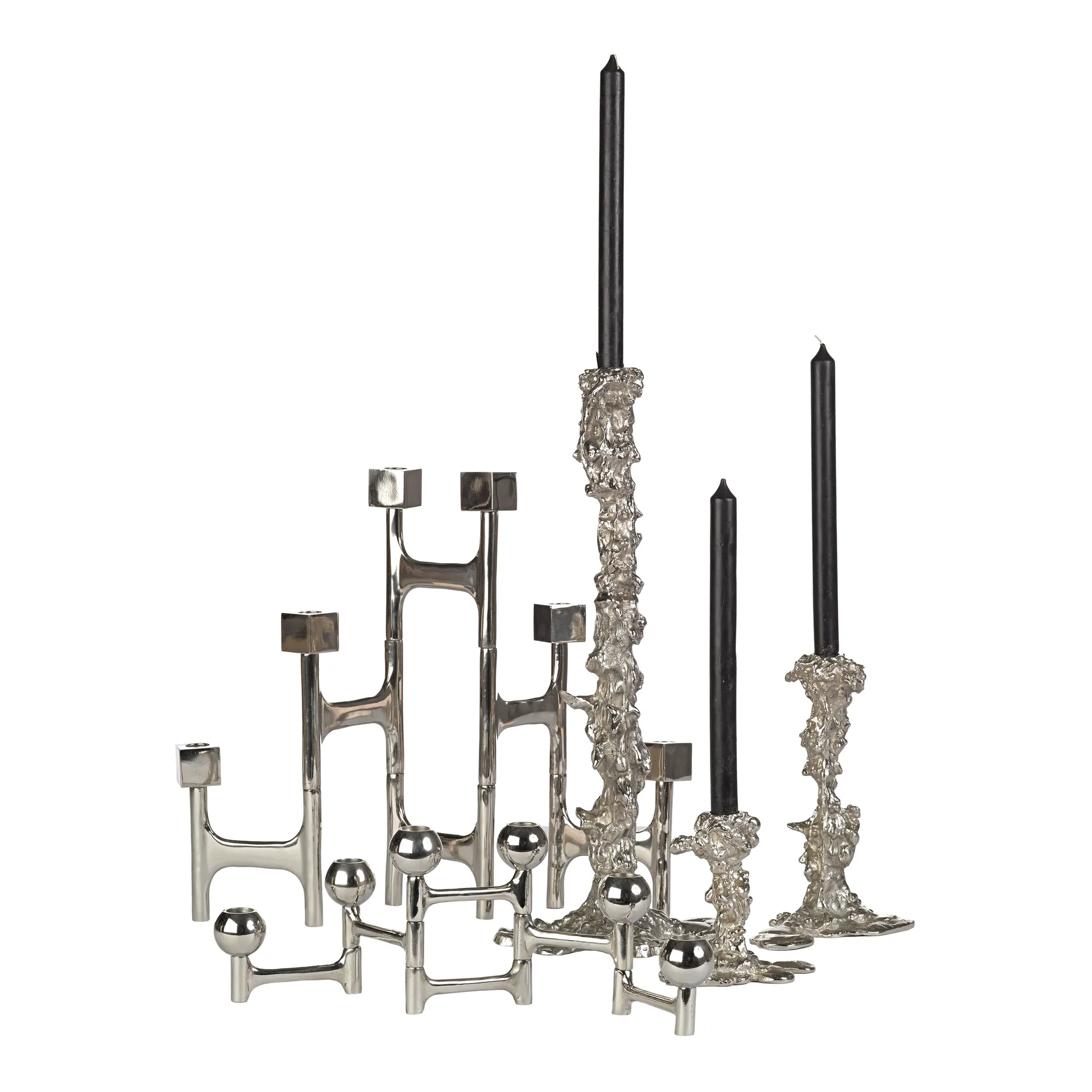 Round Folding lysestage 48x15 cm, Sølv POLSPOTTEN