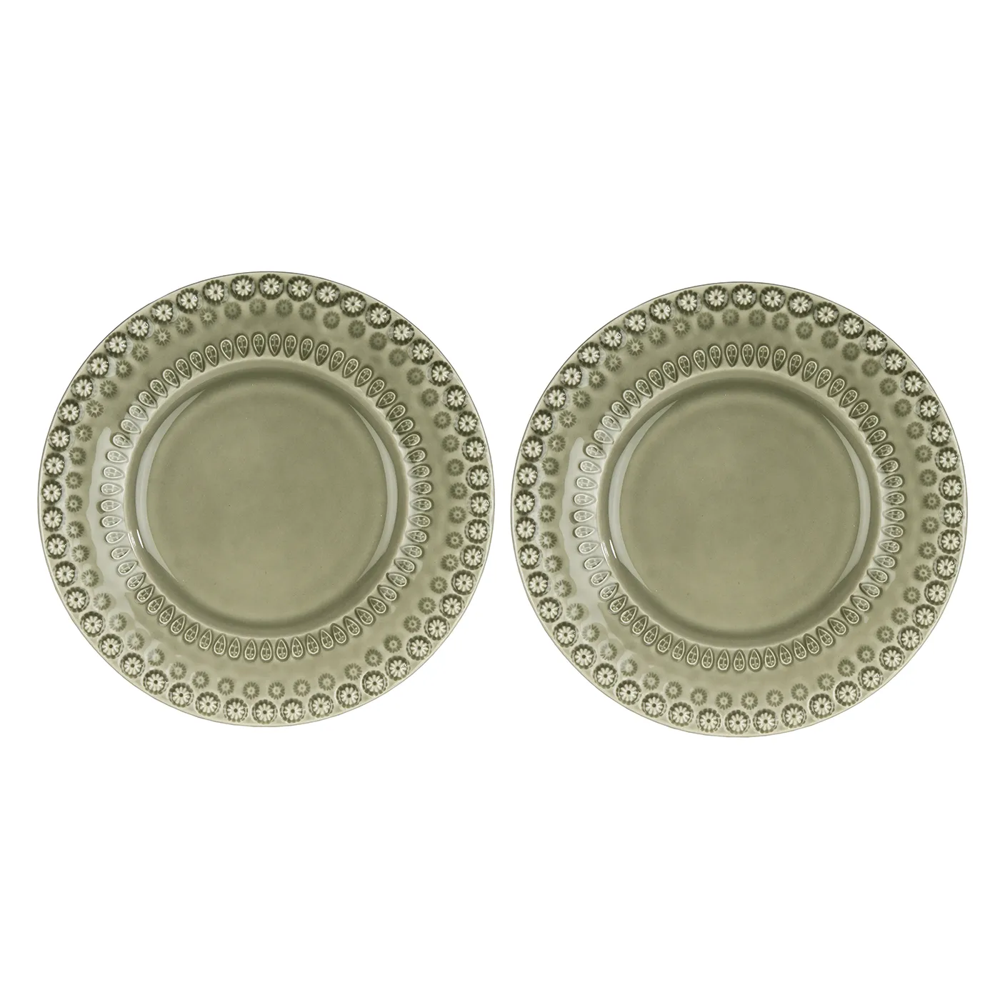 Daisy desserttallerken Ø22 cm 2-pak, Faded army (grøn) PotteryJo