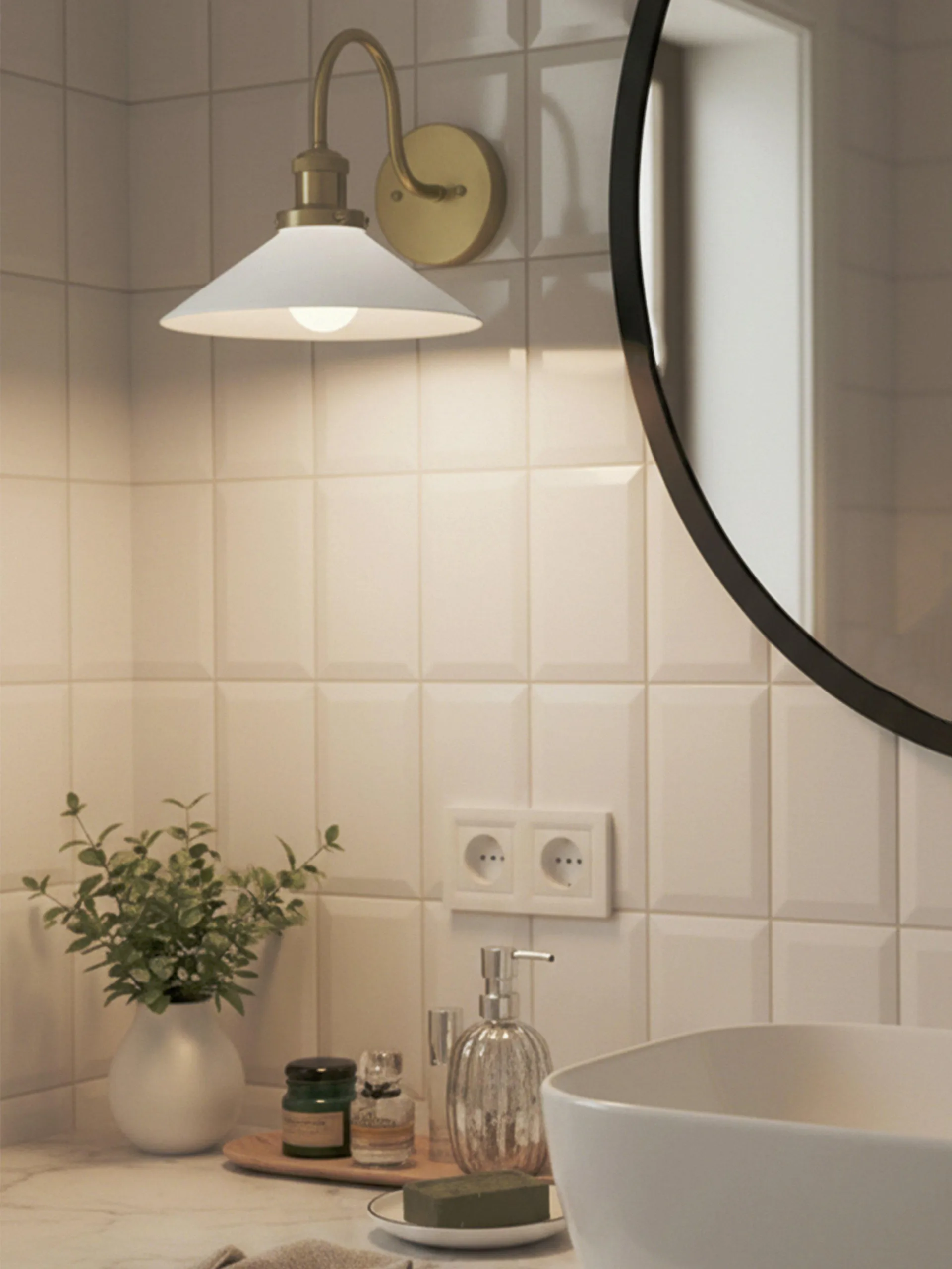 August væglampe, Opal-messing PR Home