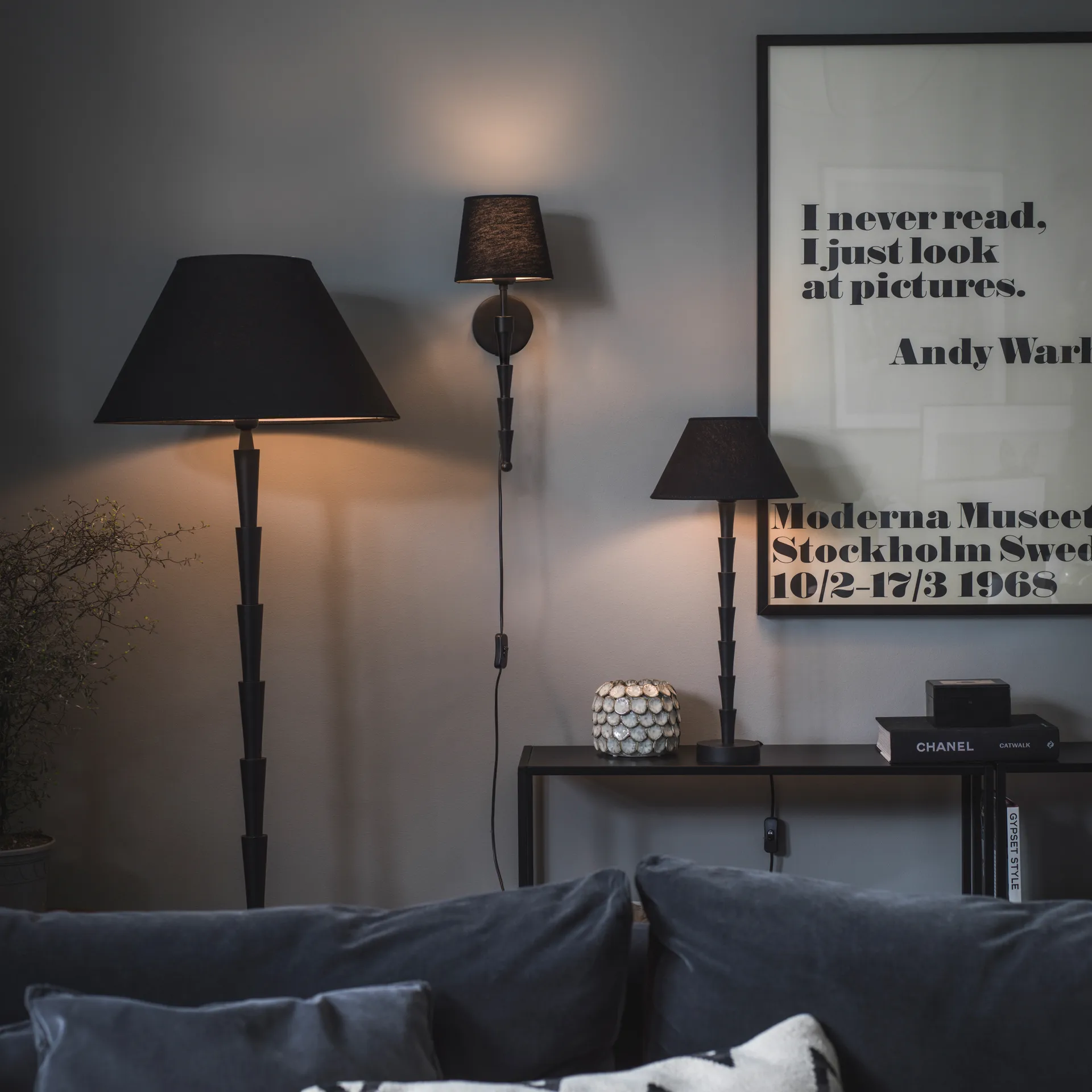 Chloe lampefod 48 cm, Mat sort PR Home