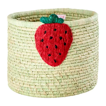 Rice bast opbevaringskurv Ø35 cm - Strawberry embroidery - RICE