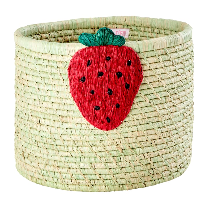 Rice bast opbevaringskurv Ø35 cm - Strawberry embroidery - RICE