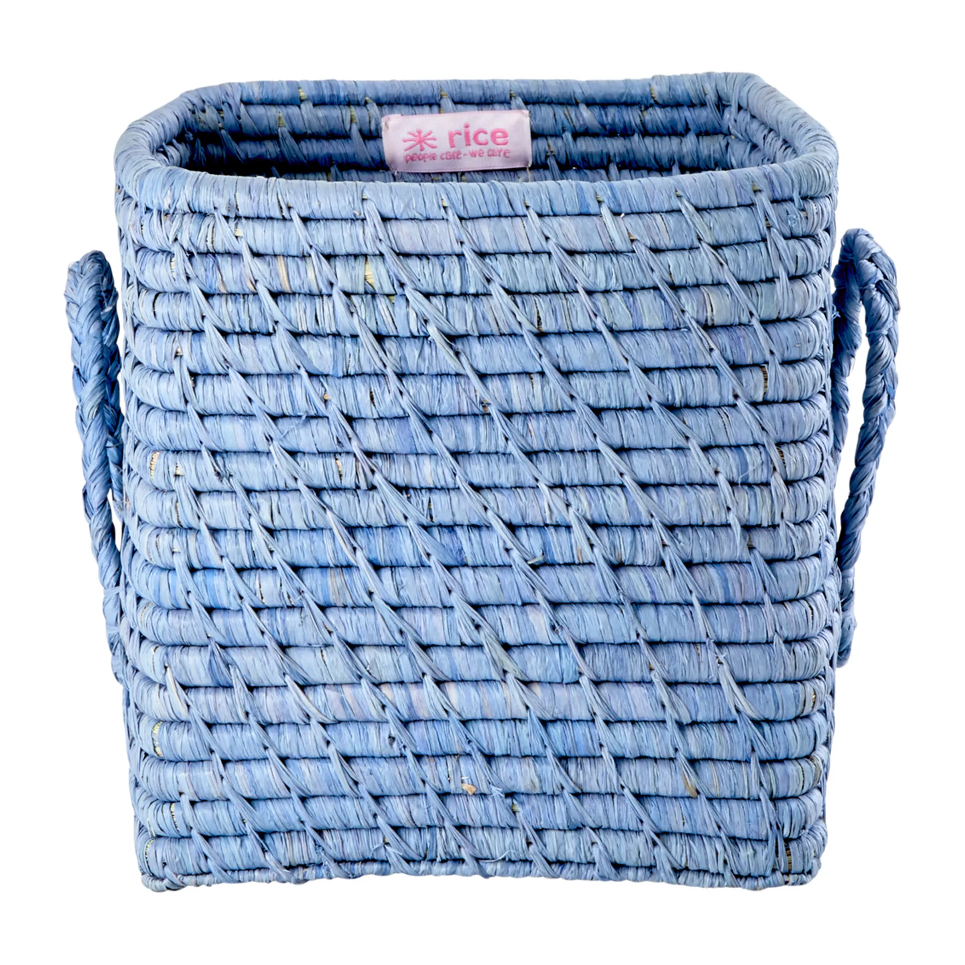Rice bastkurv med håndtag 20x20 cm, Blue RICE