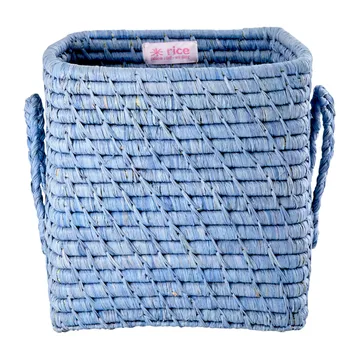 Rice bastkurv med håndtag 20x20 cm - Blue - RICE