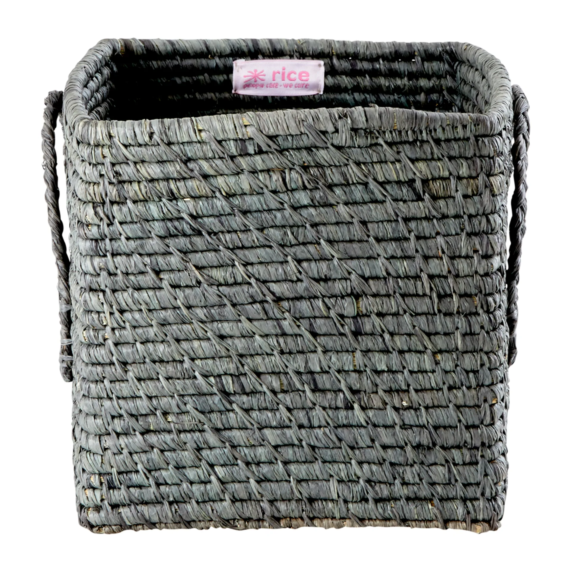 Rice bastkurv med håndtag 20x20 cm, Dark grey RICE