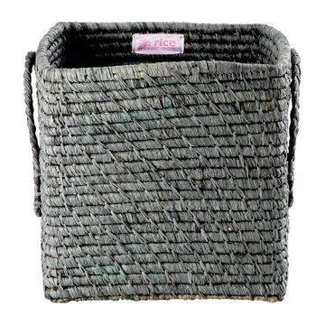 Rice bastkurv med håndtag 20x20 cm - Dark grey - RICE