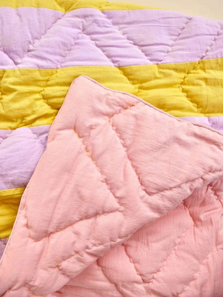 Rice bomuldstæppe stribet 140x200 cm, Yellow/Lavender/Pink RICE