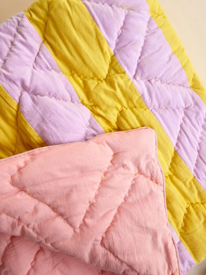 Rice bomuldstæppe stribet 140x200 cm, Yellow/Lavender/Pink RICE