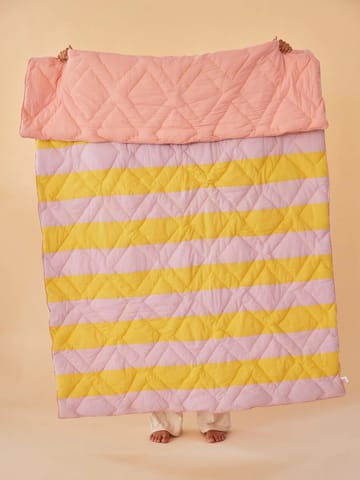 Rice bomuldstæppe stribet 140x200 cm - Yellow/Lavender/Pink - RICE
