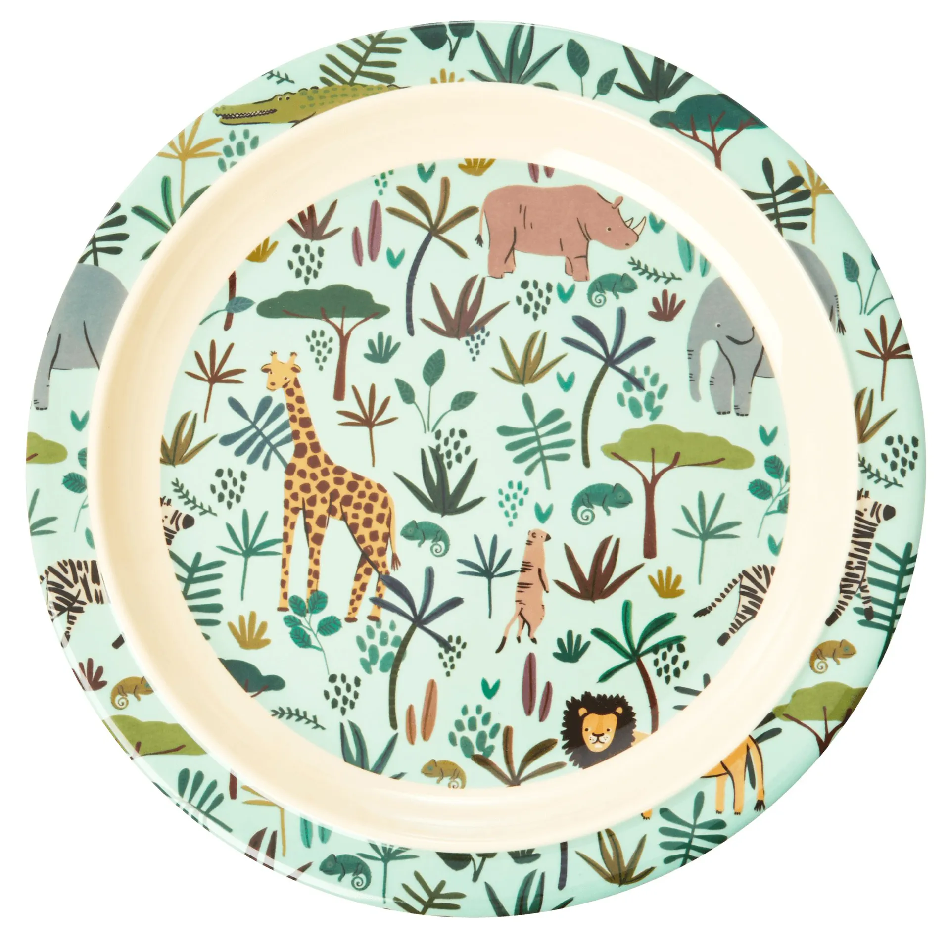 Rice børnetallerken Jungle animals, Green/Multi RICE