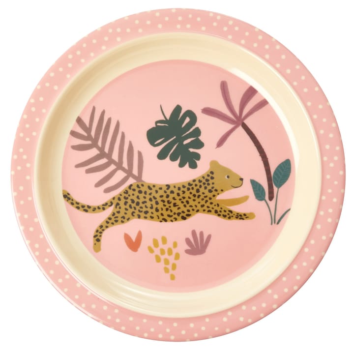 Rice børnetallerken Jungle animals - Pink/Multi - RICE