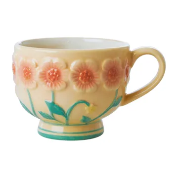 Rice Embossed Flower keramikkrus 30 cl - Creme - RICE