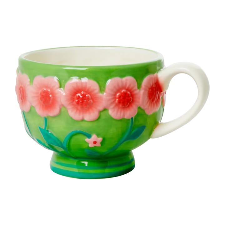 Rice Embossed Flower keramikkrus 30 cl - Sage green - RICE
