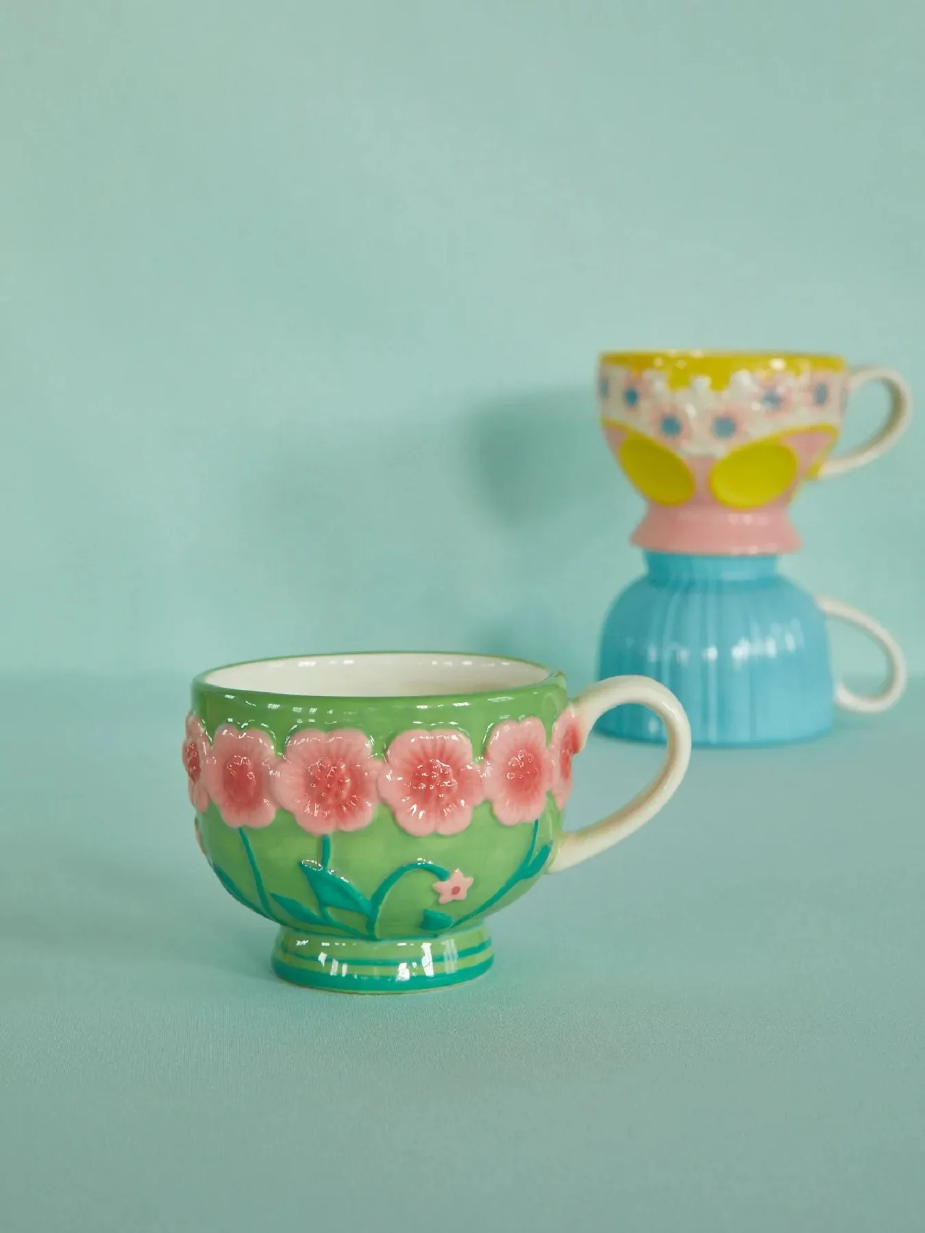 Rice Embossed Flower keramikkrus 30 cl, Sage green RICE