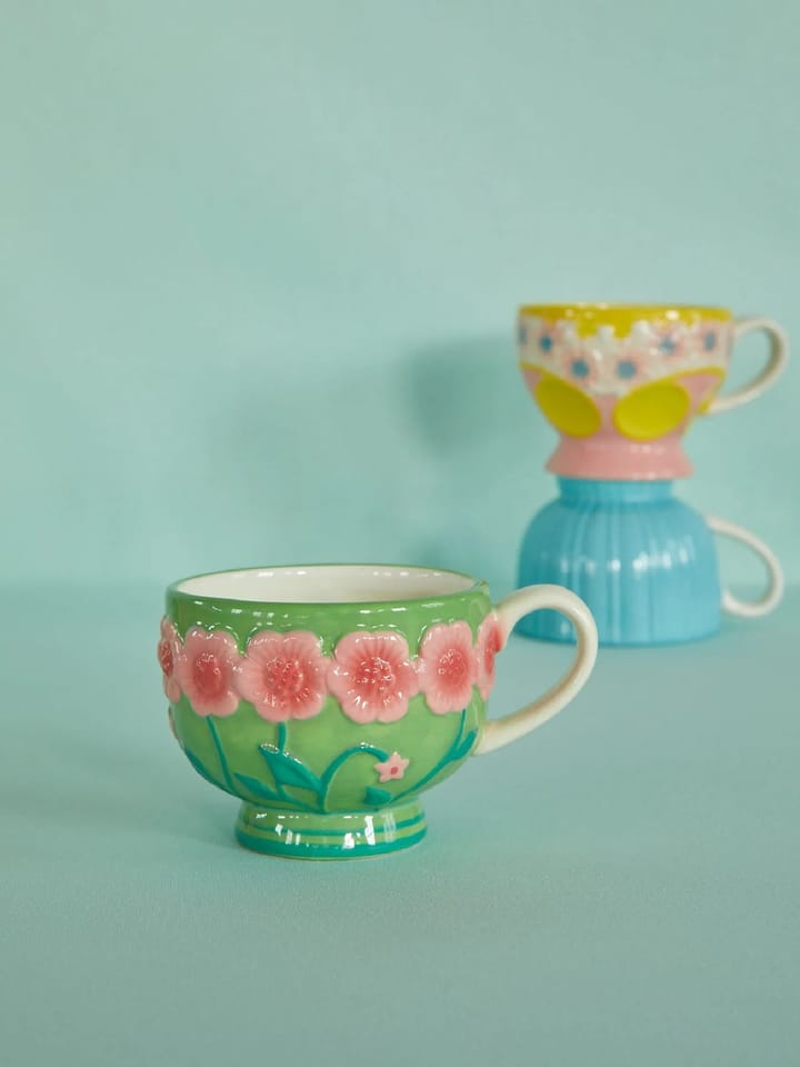 Rice Embossed Flower keramikkrus 30 cl, Sage green RICE