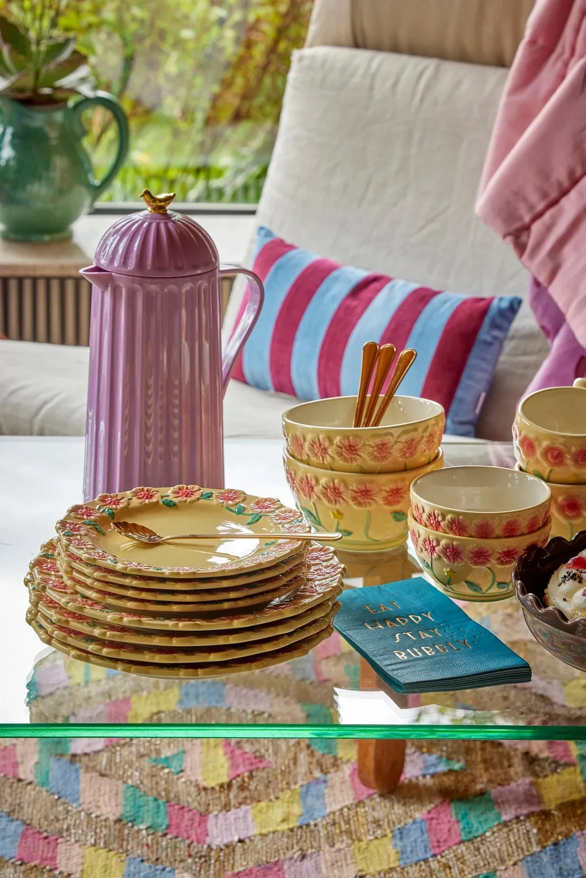 Rice Embossed Flower keramikskål Ø12 cm, Creme RICE