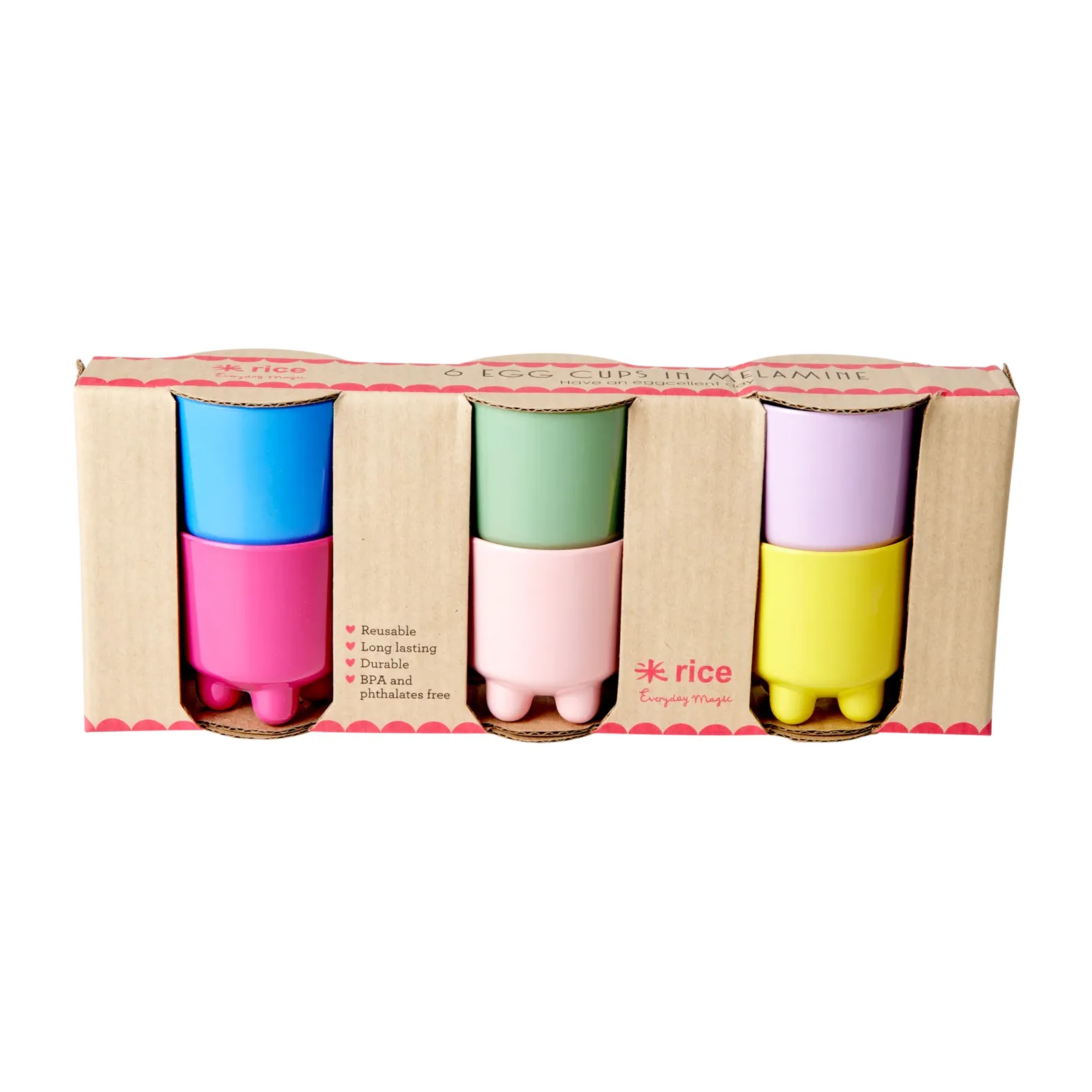 Rice æggebæger melamin 6 dele, Multicolor RICE
