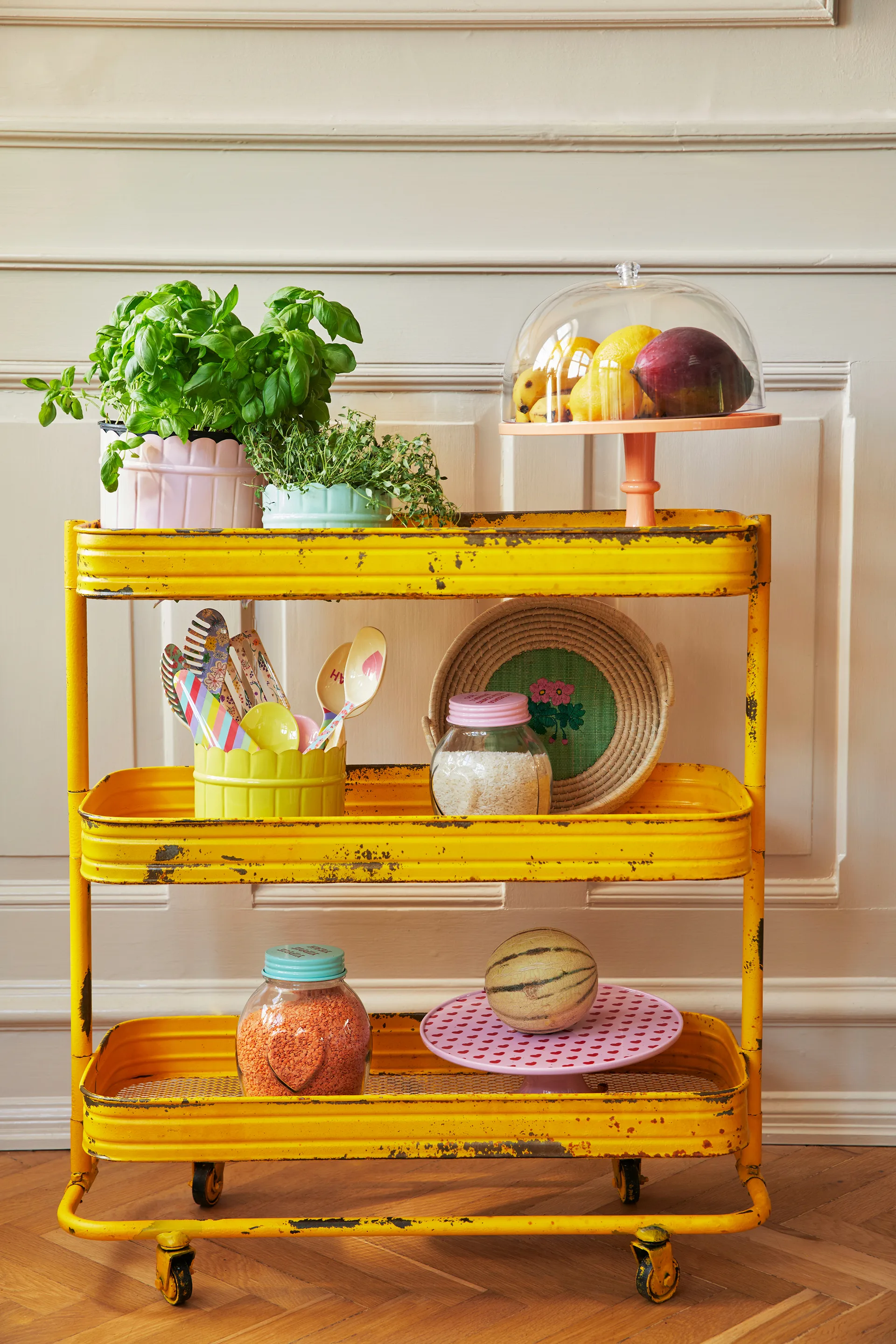 Rice glaskrukke med låg large 1,8 L, Pink RICE