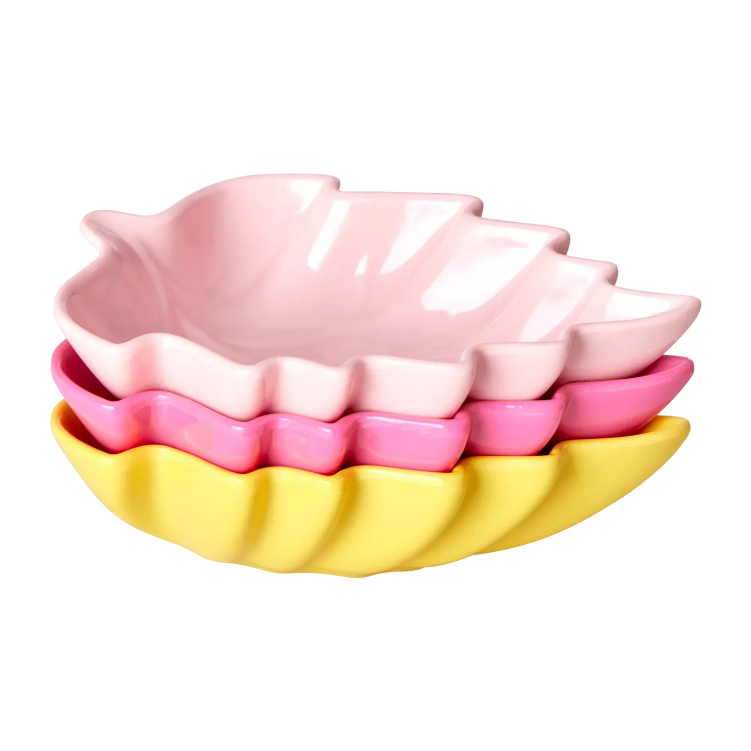 Rice Leaf serveringsskål melamin 3 dele, Pink/Yellow/Fuchsia RICE