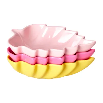 Rice Leaf serveringsskål melamin 3 dele - Pink/Yellow/Fuchsia - RICE