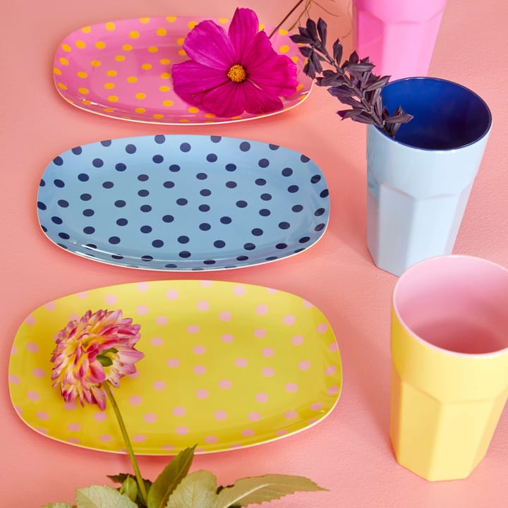 Rice melamin tallerken 16,5x23 cm, Pink dot RICE