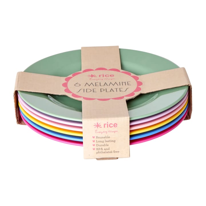 Rice melamintallerken 20 cm 6-pak - Multicolor - RICE