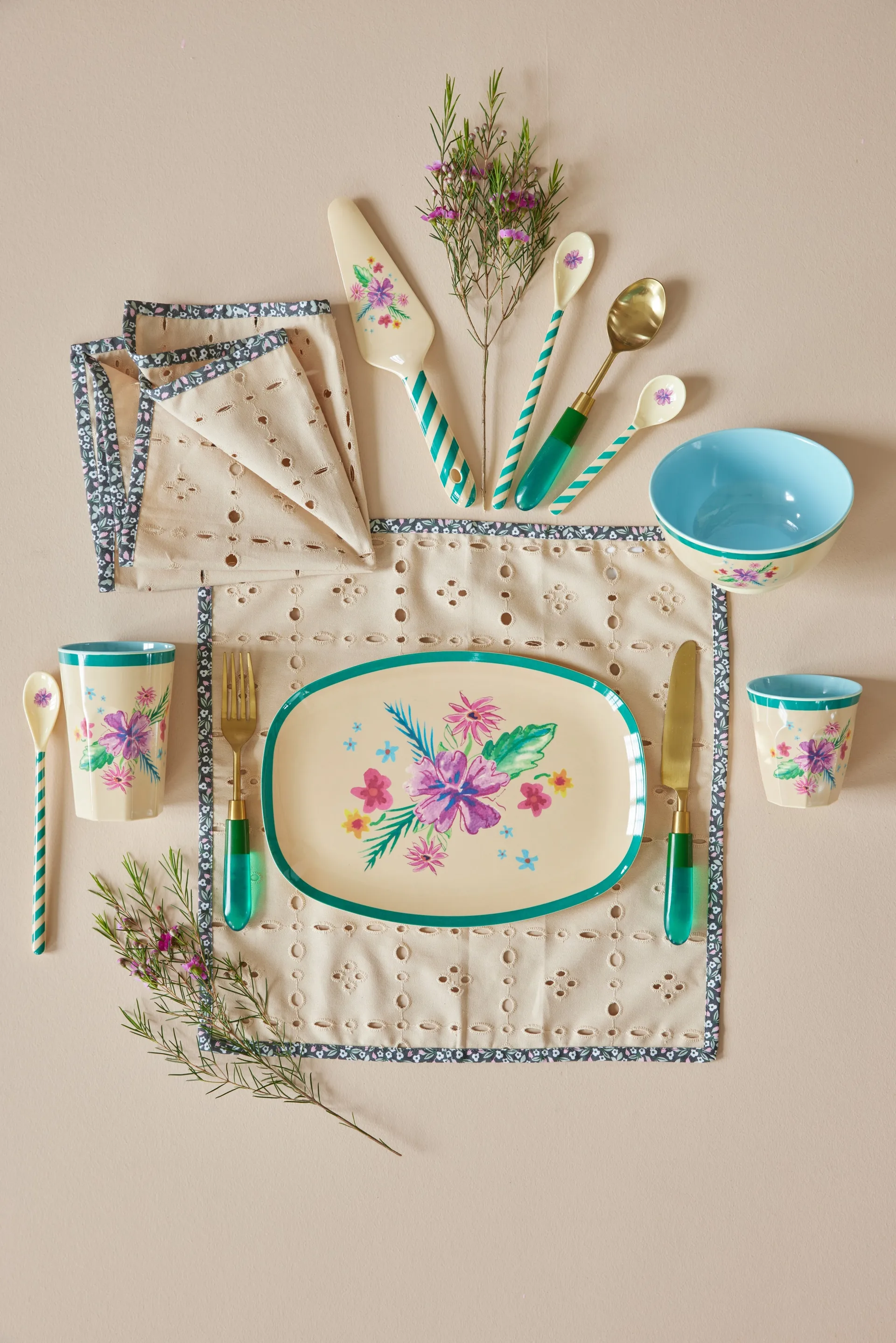 Rice melamintallerken 22 x 30 cm, Arda bloom RICE