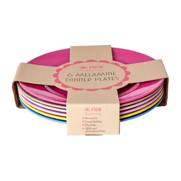 Rice melamintallerken Ø26 cm 6 dele - Multicolor - RICE