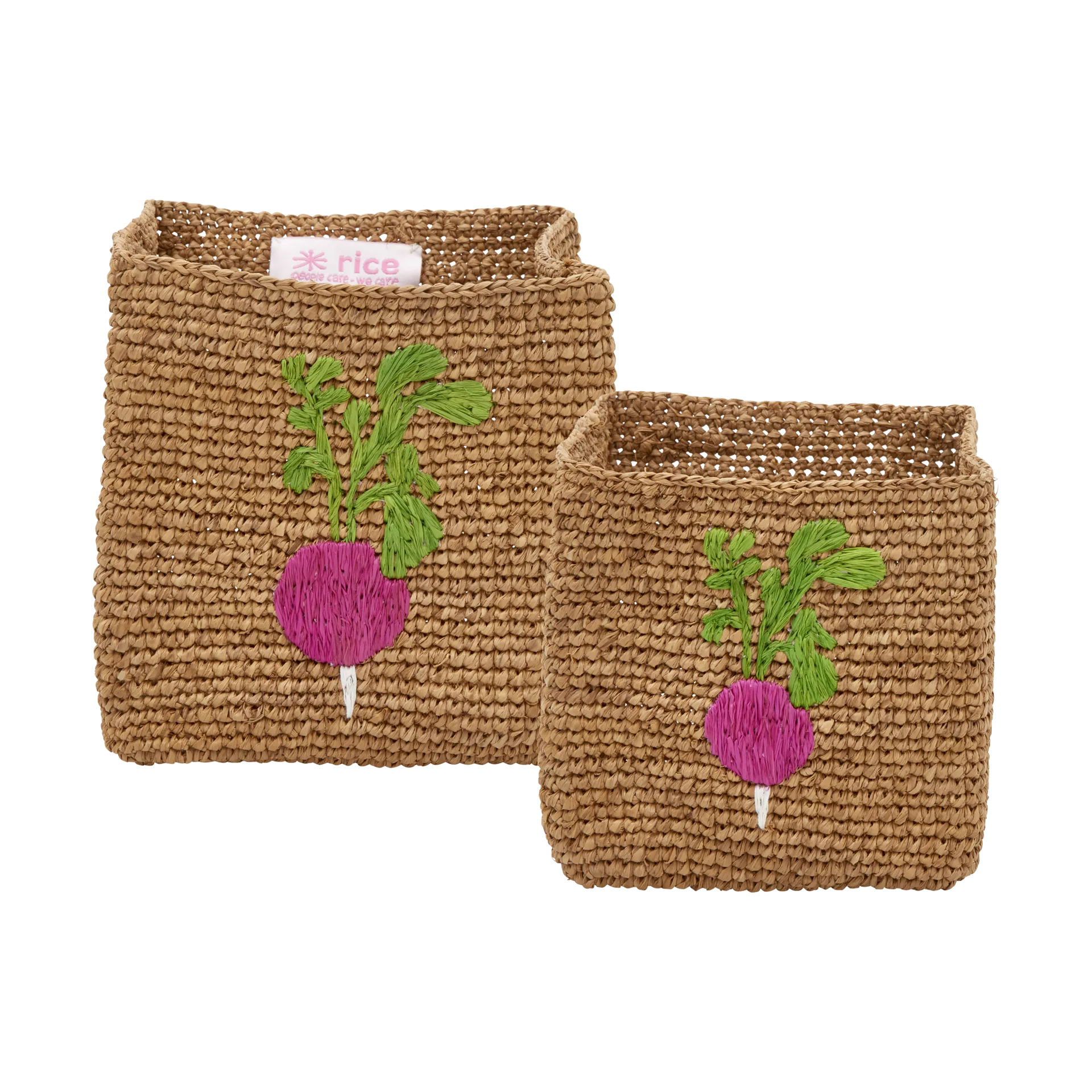 Rice Raffia opbevaringskurv 2 dele, Radish Embroidery-Tea RICE