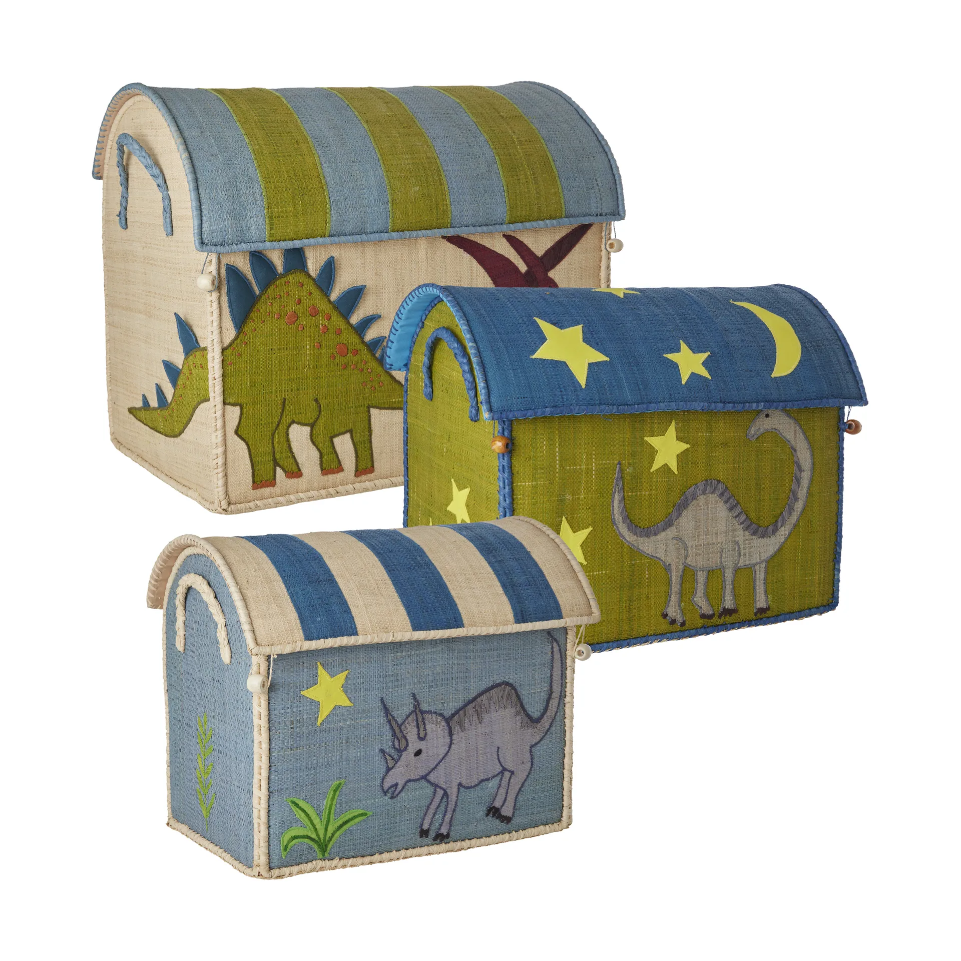 Rice raffia opbevaringskurv 3 dele, New Dinosaur Theme RICE