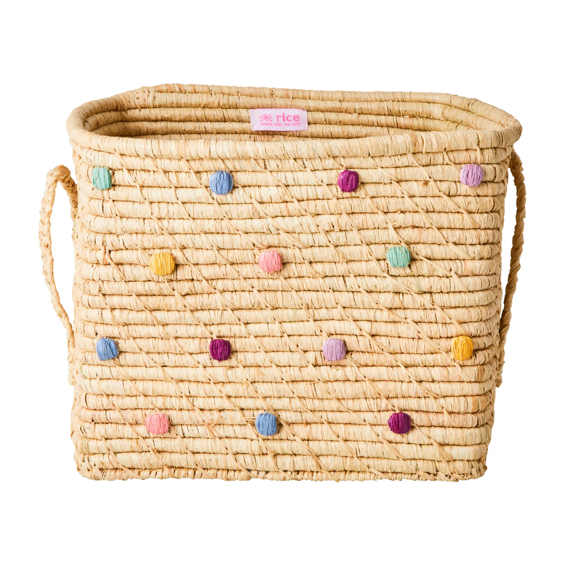 Rice raffia opbevaringskurv prikket, Dance out colors RICE
