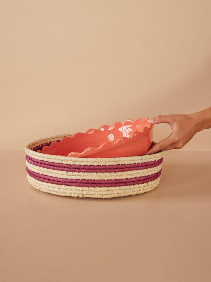 Rice raffia rund opbevaringskurv large, Aubergine RICE