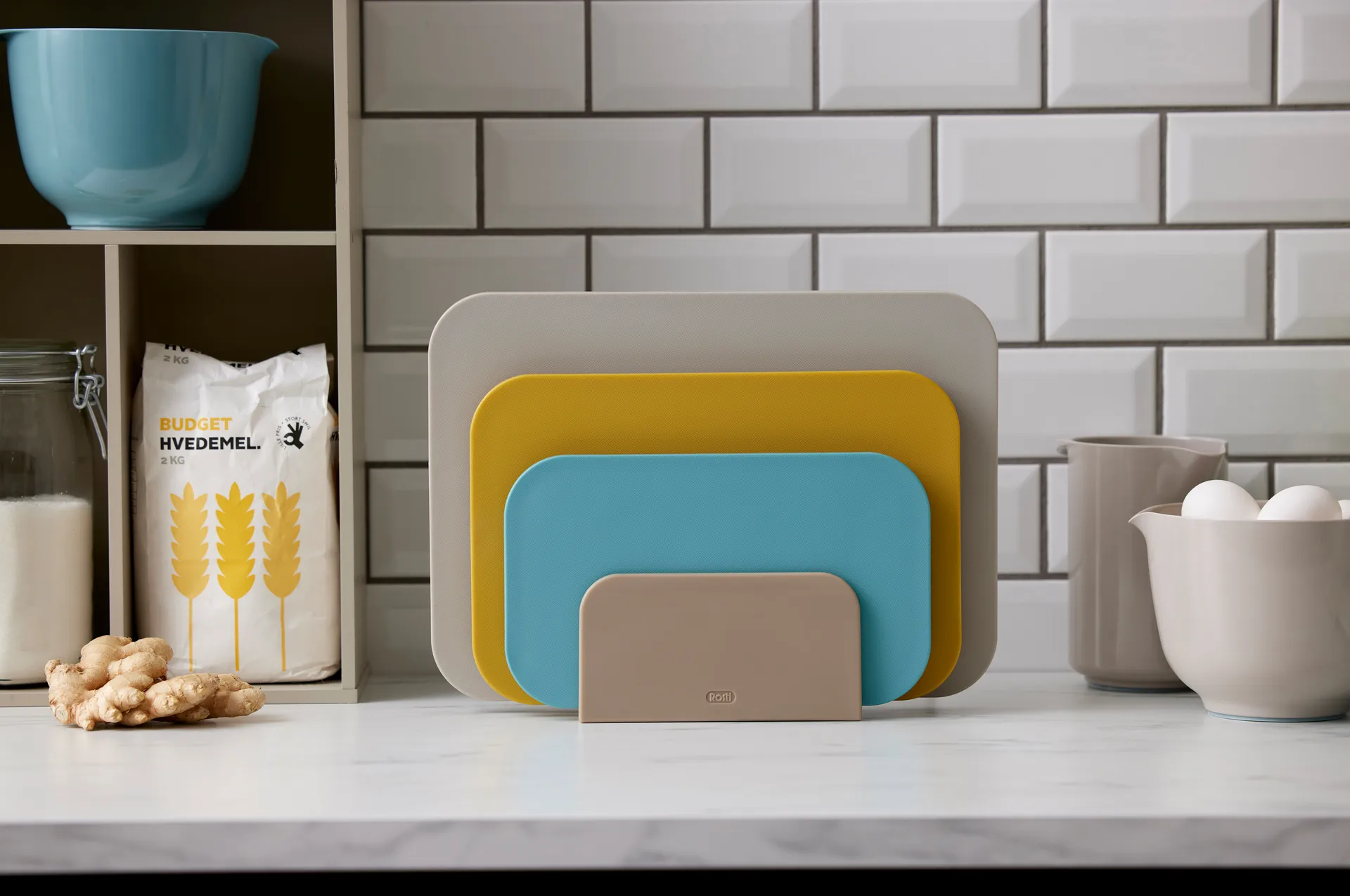 Choptima skærebræt sæt m/3 dele og holder, Beach Rosti