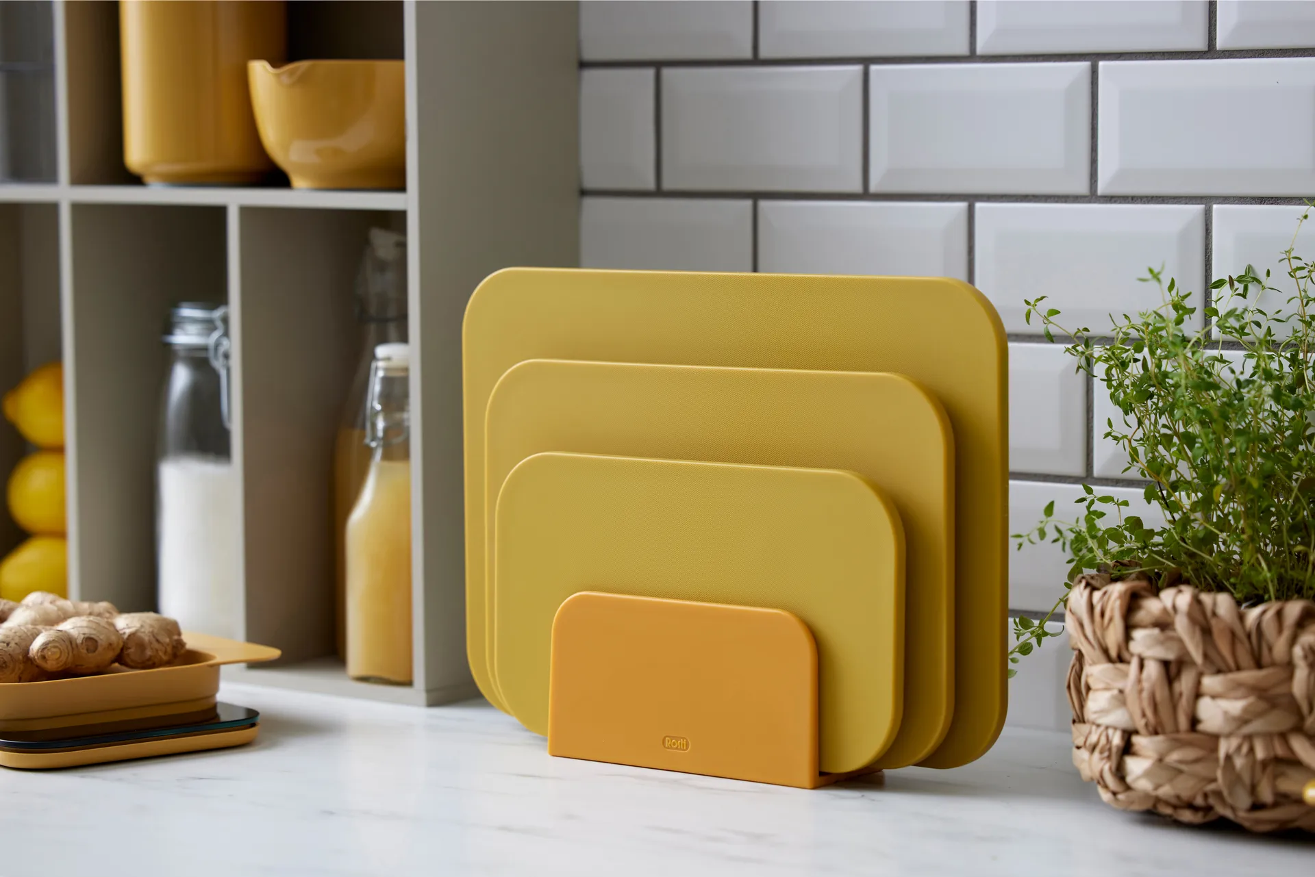 Choptima skærebræt sæt m/3 dele og holder, Curry Rosti