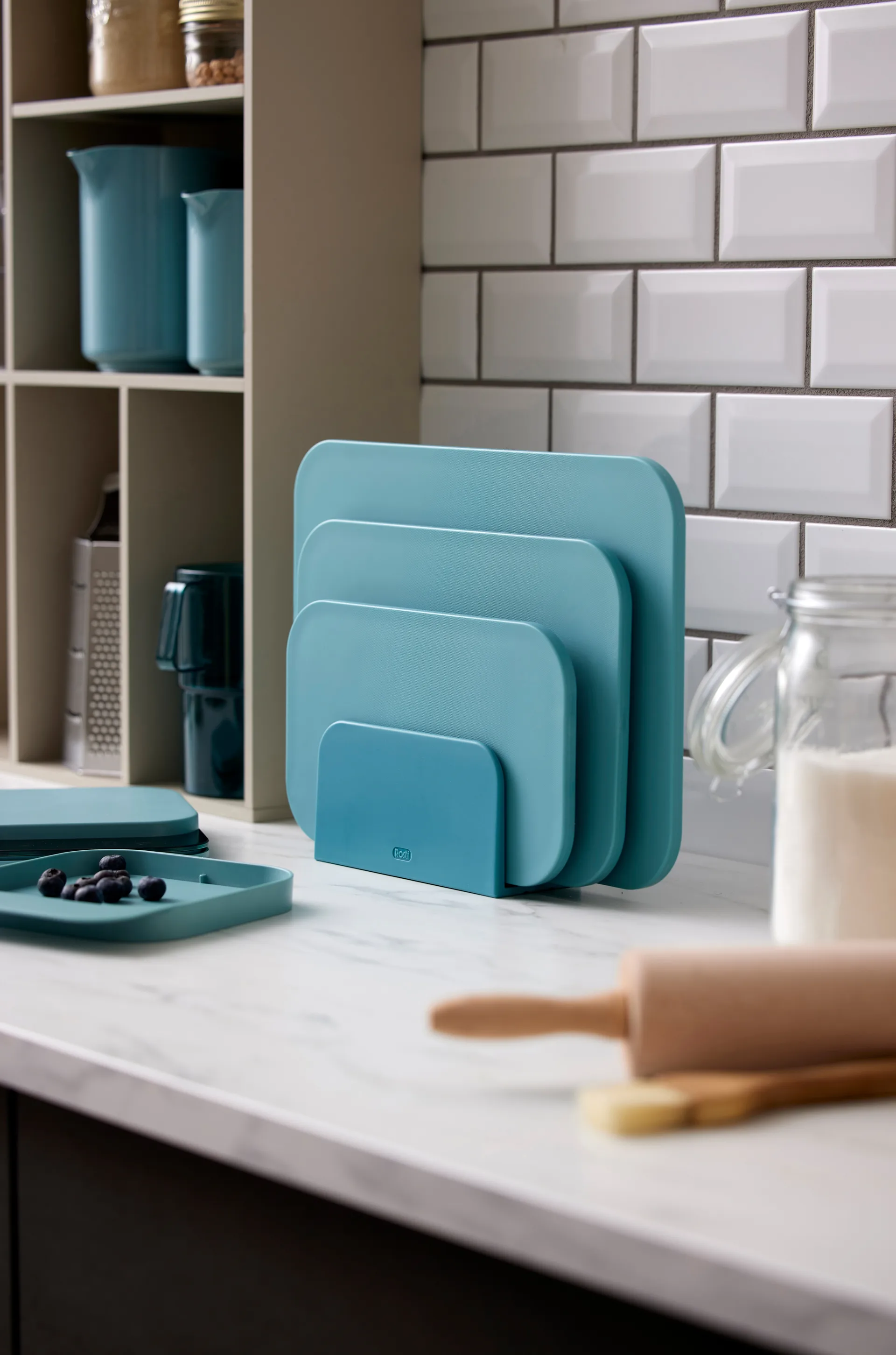 Choptima skærebræt sæt m/3 dele og holder, Nordic green Rosti