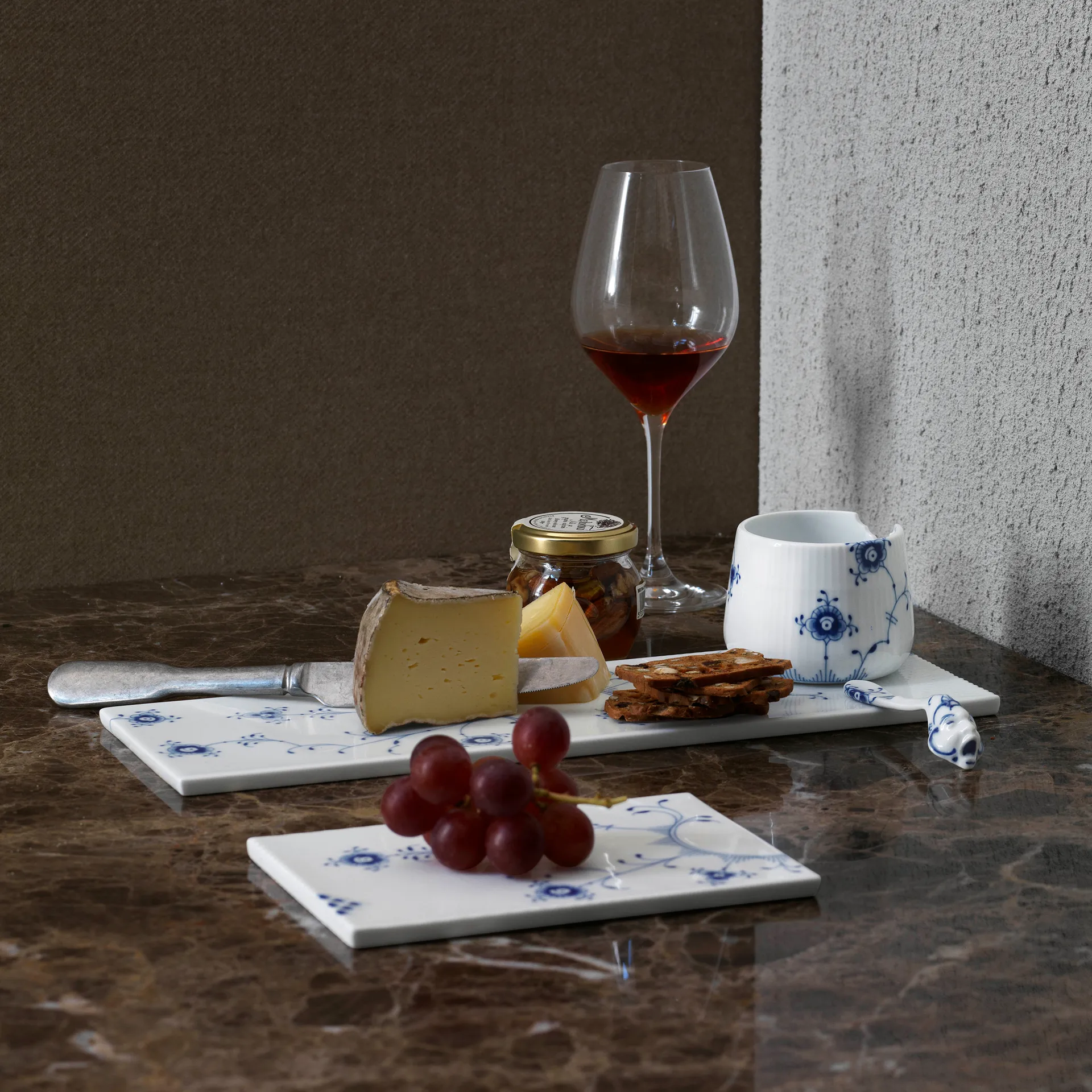 Blå Elements sukkerskål med ske, 20 cl Royal Copenhagen