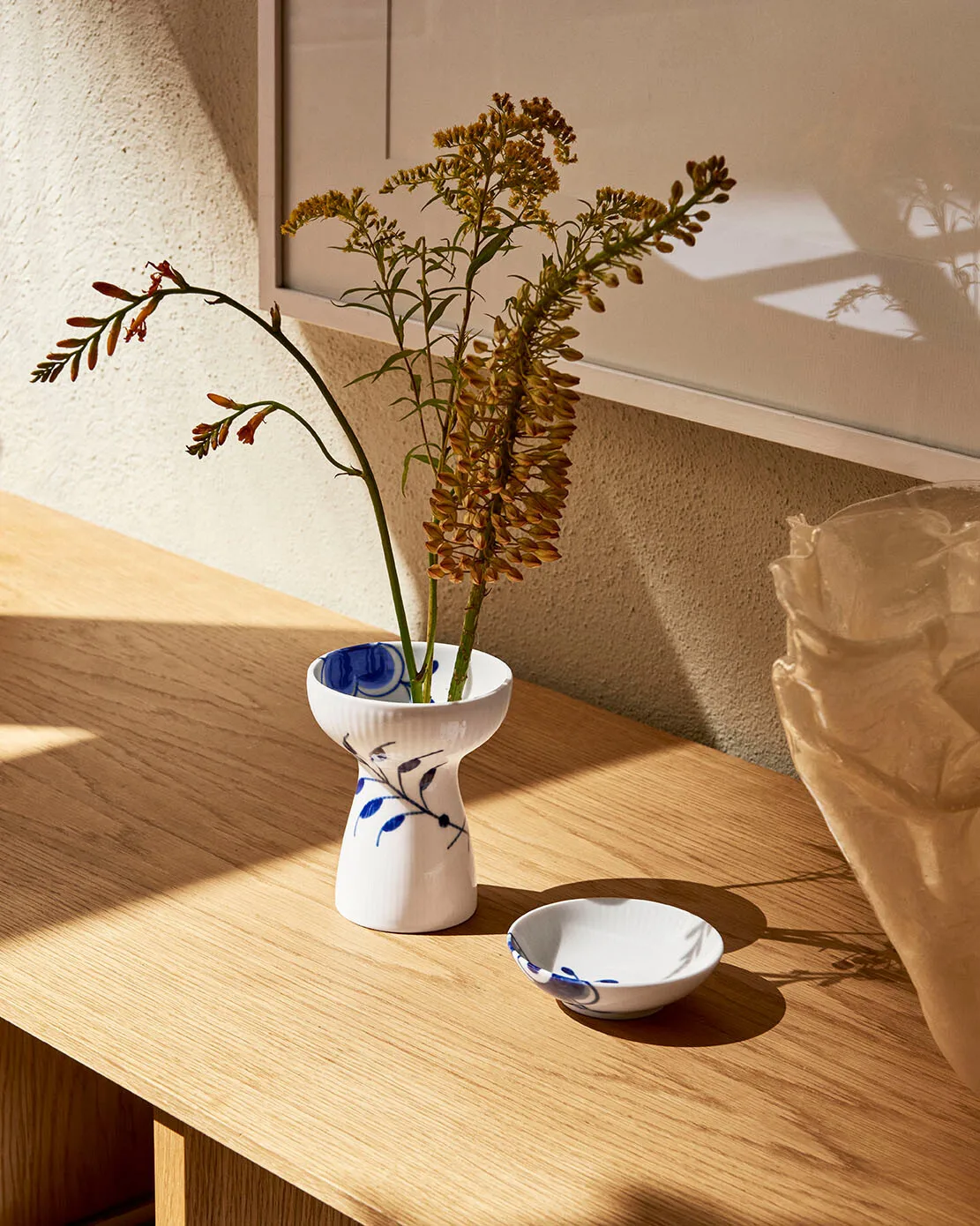 Blå Mega Riflet åben vase, 11 cm Royal Copenhagen